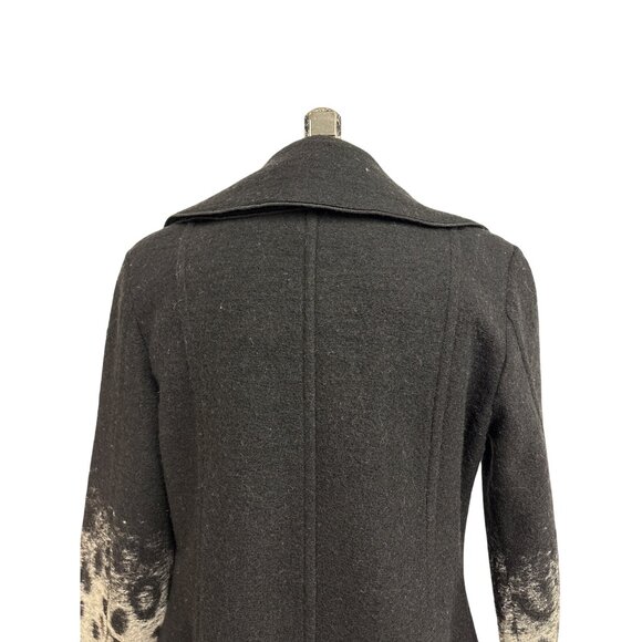 Tribal Wool Blend Black and Leopard Ombre Button-Up Coat Size 2 - Picture 9 of 13